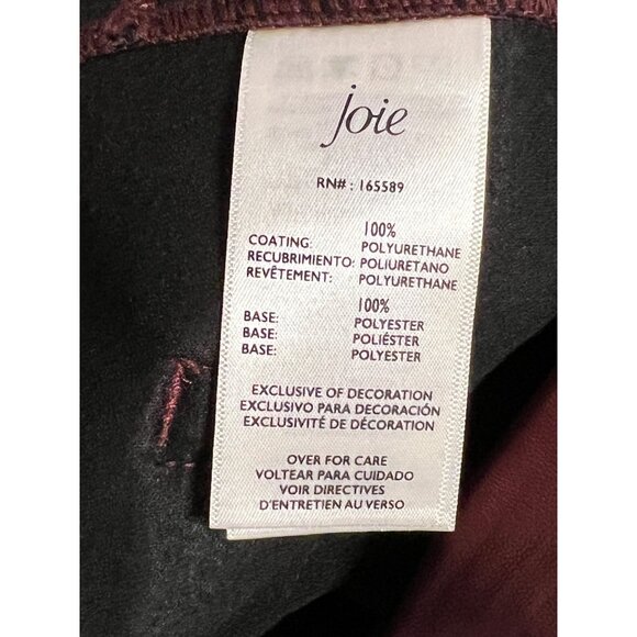 NWOT Joie Limited Edition Pants Women Size 10  Stretch Faux Leather Straight Leg - Picture 9 of 12